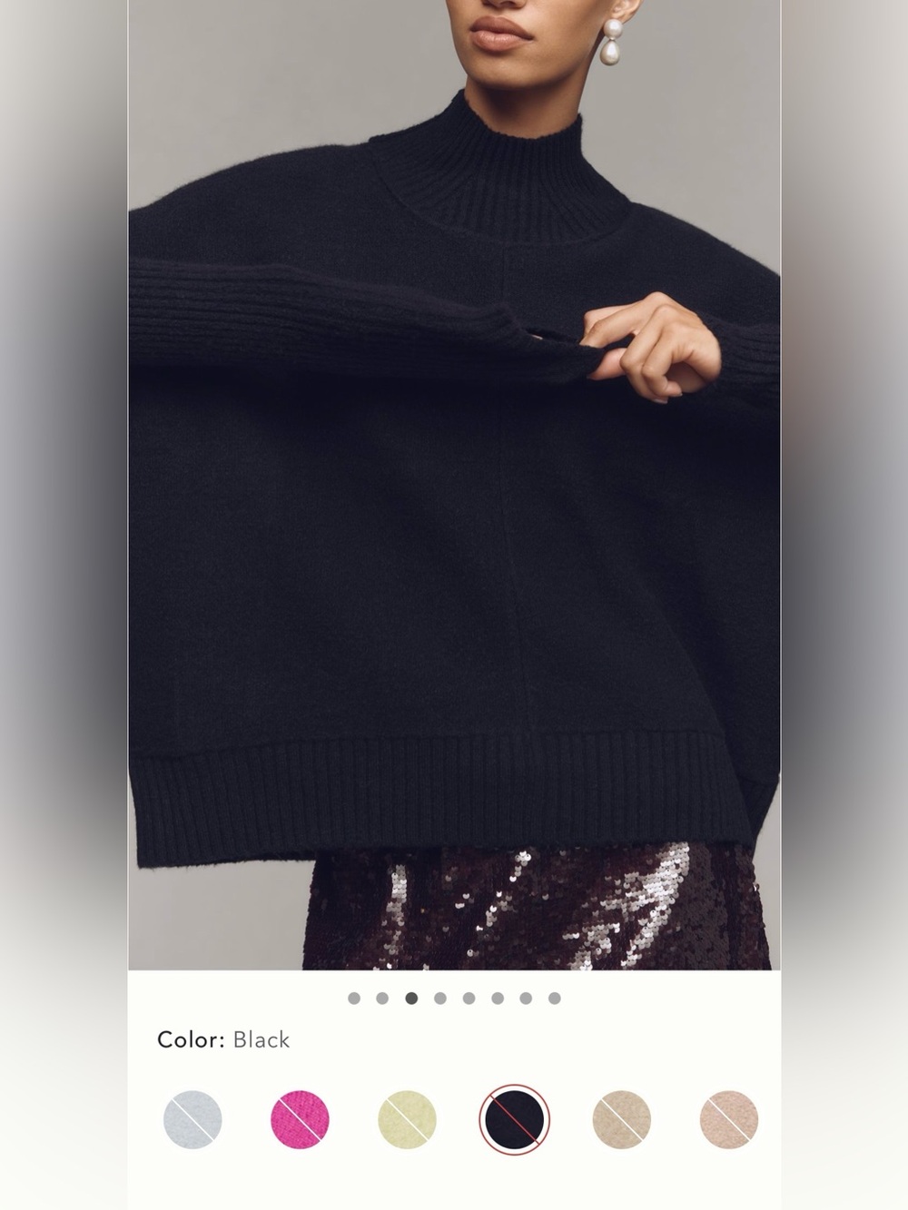 Maeve Black Ribbed Turtleneck Sweater